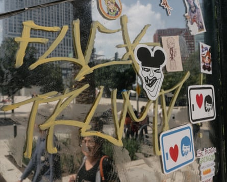 Anti-Trump graffiti in the Tabacalera neighborhood.Photograph: Luis Antonio Rojas/The Guardian