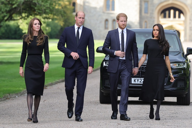 Princess Catherine, Prince William, Prince Harry, and Meghan, Duchess of Sussex, arrive at Windsor Castle to view flowers and tributes to HM Queen Elizabeth on September 10, 2022.Chris Jackson / Getty Images file