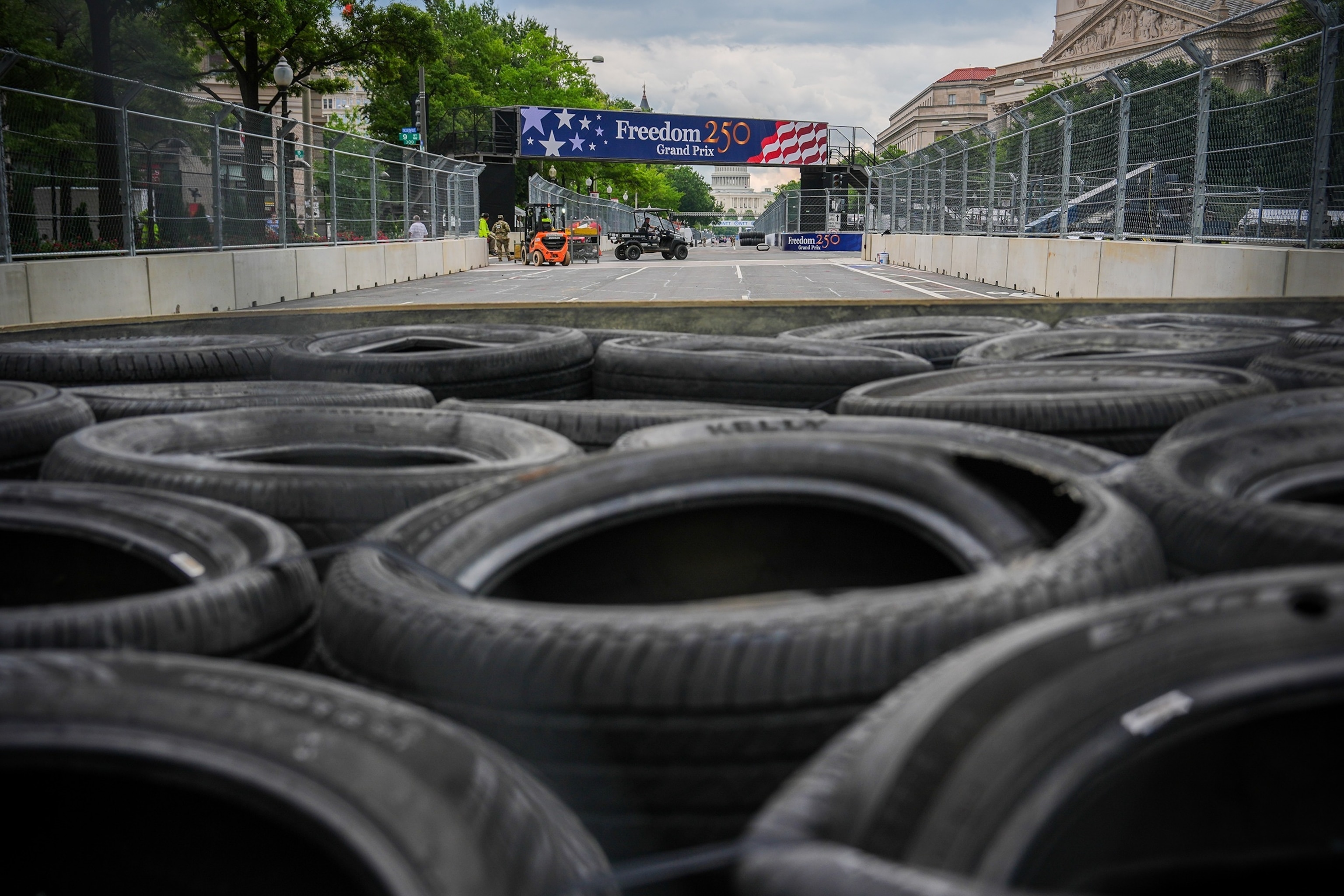 President Donald Trump and first lady Melania Trump watch the Freedom 250 Grand Prix, August 23, 2026, from a luxury booth as IndyCars race by. (Photo by Kevin Dietsch/Getty Images)Kevin Dietsch/Getty Images