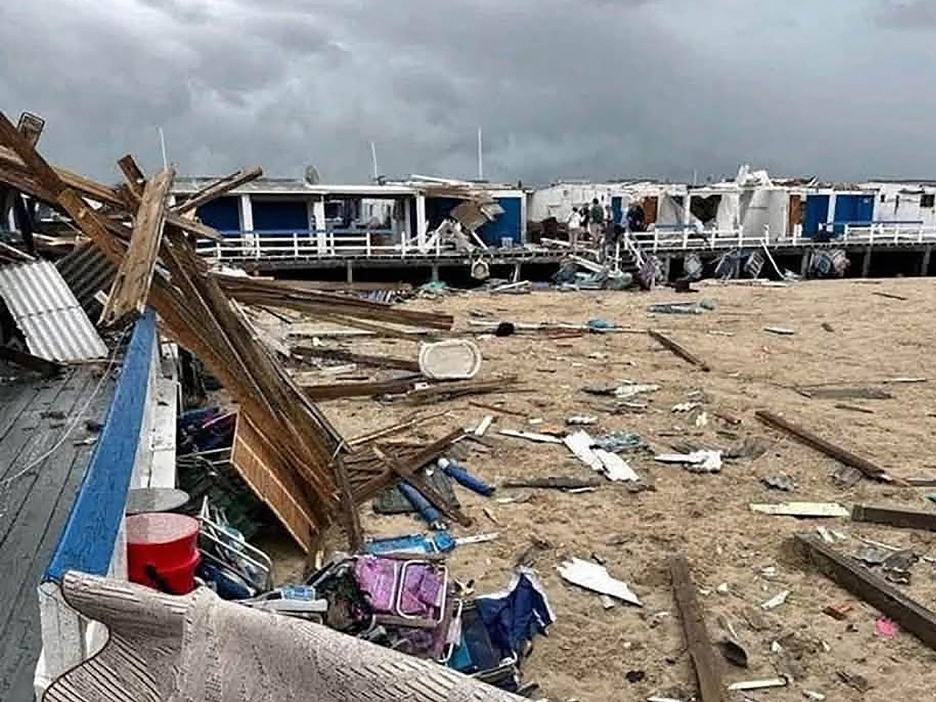 A tornado caused damage to a beach club in Long Island, New York, Aug. 20, 2026.Atlantic Beach Rescue