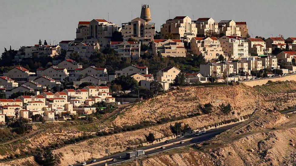 Image caption,File photo of the Israeli settlement of Maale Adumim in the occupied West Bank next to the so-called E1 project in East Jerusalem, taken in February 2026