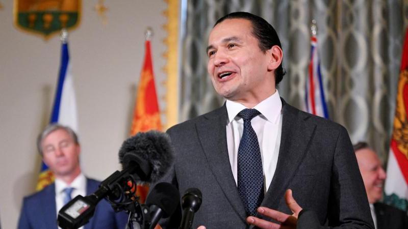 Image caption,Manitoba premier Wab Kinew publicly criticised the trade deal being discussed by the US and Canada, and called Donald Trump a "bad person"