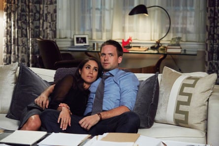 Meghan, as Rachel Zane, with Patrick J Adams, as Michael Ross, in a scene from Suits.Photograph: USA Network/NBCU Photo Bank/Getty Images