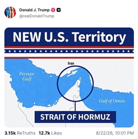 Donald Trump’s post on Truth Social.Photograph: @realDonaldTrump/TruthSocial