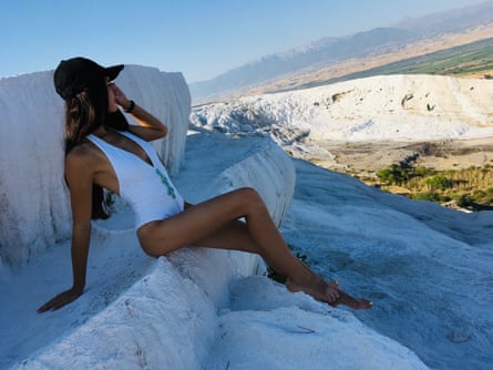 Margarita Reutt on one of her frequent trips abroad in a picture shared online.Photograph: Vkontakte