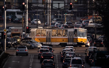 A tram runs along a boulevard in Sofia.Photograph: Hristo Rusev/Getty Images
