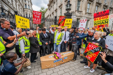 People protest against the expansion of London’s low emission zone in 2023.Photograph: Guy Bell/Shutterstock