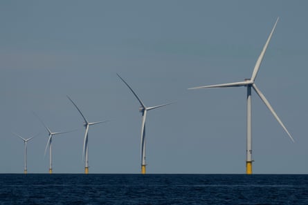 Wind turbines at Vineyard Wind 1, off the coast of Massachusetts.Photograph: Carolyn Kaster/AP