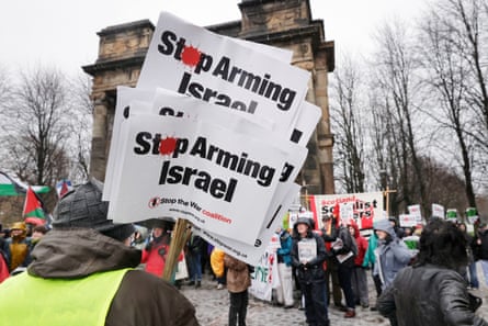 Activists protest against Israel’s actions in Gaza.Photograph: Murdo MacLeod/The Guardian
