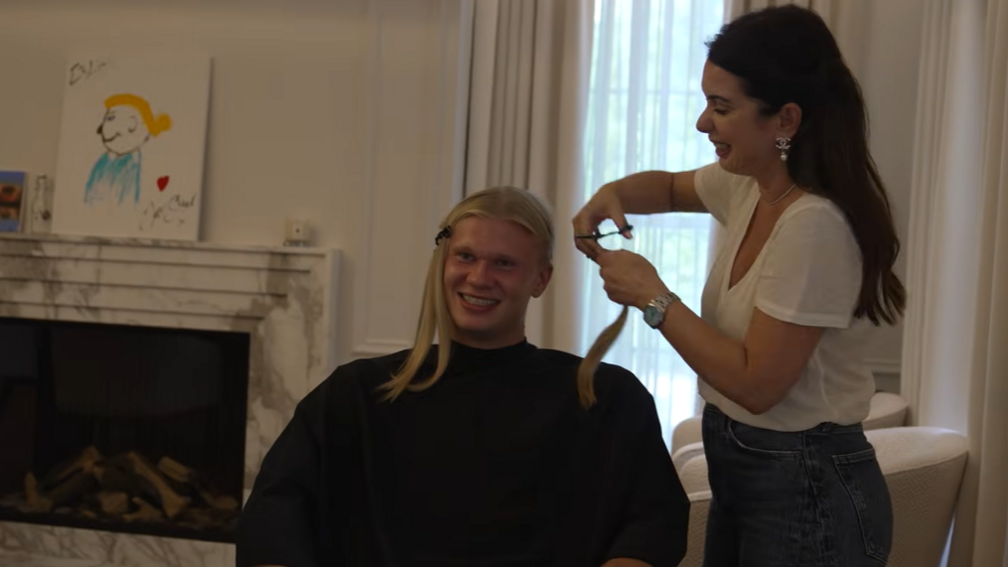 Image caption,Haaland has not had short hair since he played for Borussia Dortmund
