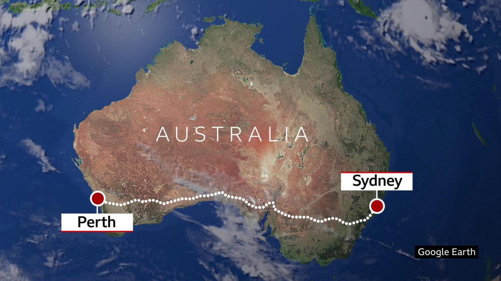 Image caption,Brown travelled coast to coast from Perth on the west to Sydney on the east