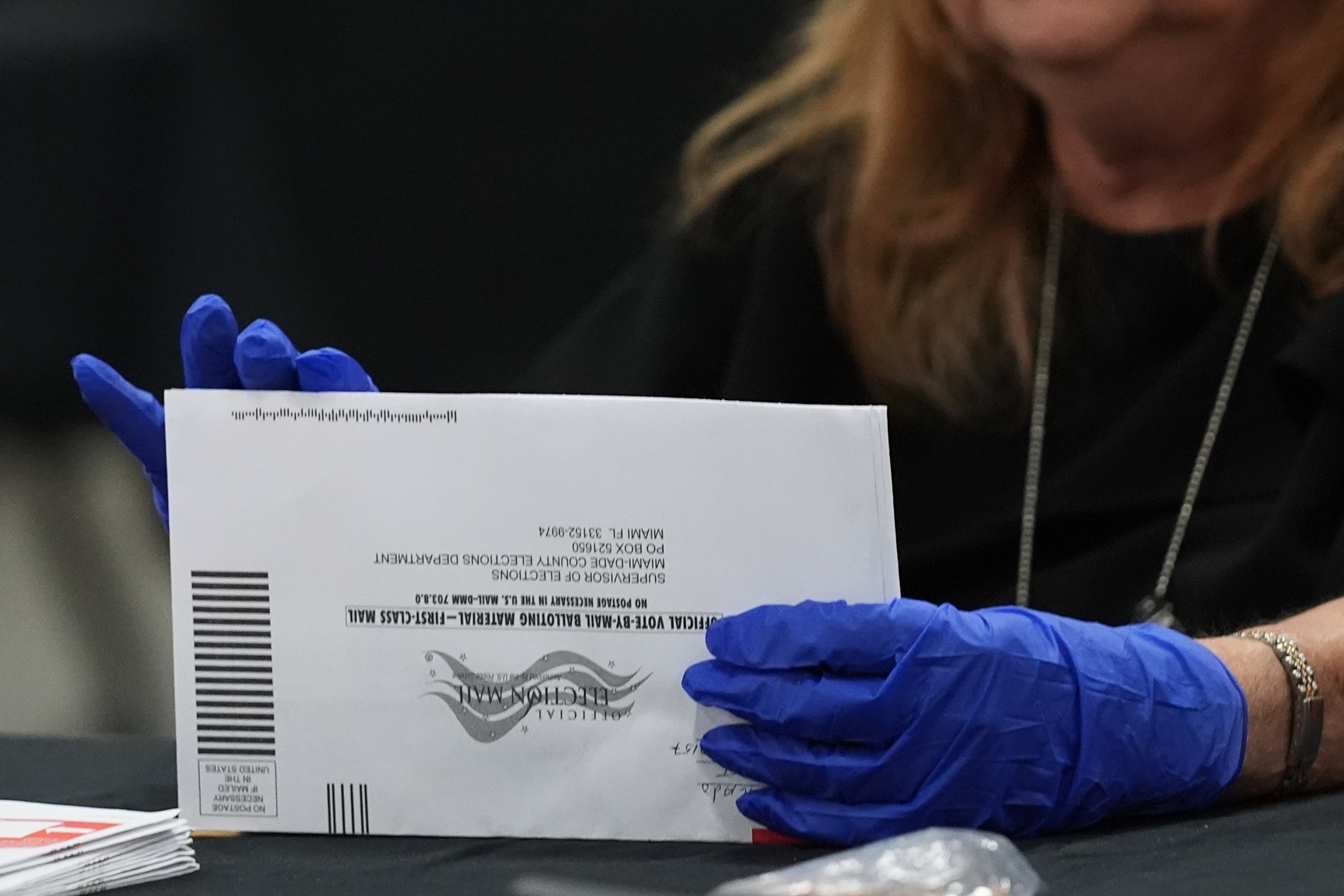 An election worker sorts vote-by-mail ballots at the Miami-Dade County Supervisor of Elections Office for the Florida primary election in Doral, Fla., Tuesday, Aug. 18, 2026.Lynne Sladky/AP Photo