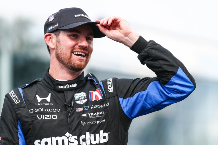 Kyle Kirkwood celebrates after winning the Freedom 250 Grand Prix on Sunday.Finn Gomez / Getty Images