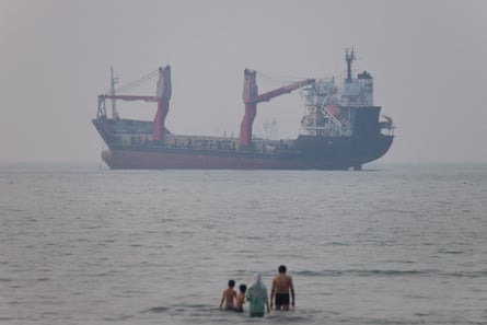 A vessel in the strait of Hormuz near the beach of Bandar Abbas, Iran.Photograph: Amirhosein Khorgooi/ISNA/Reuters