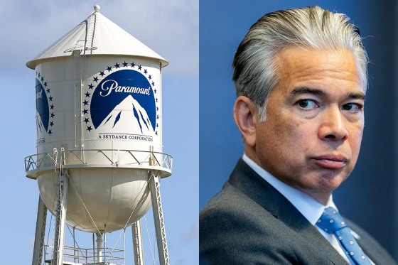 A Paramount water tower; California Attorney General Rob Bonta.Getty Images file