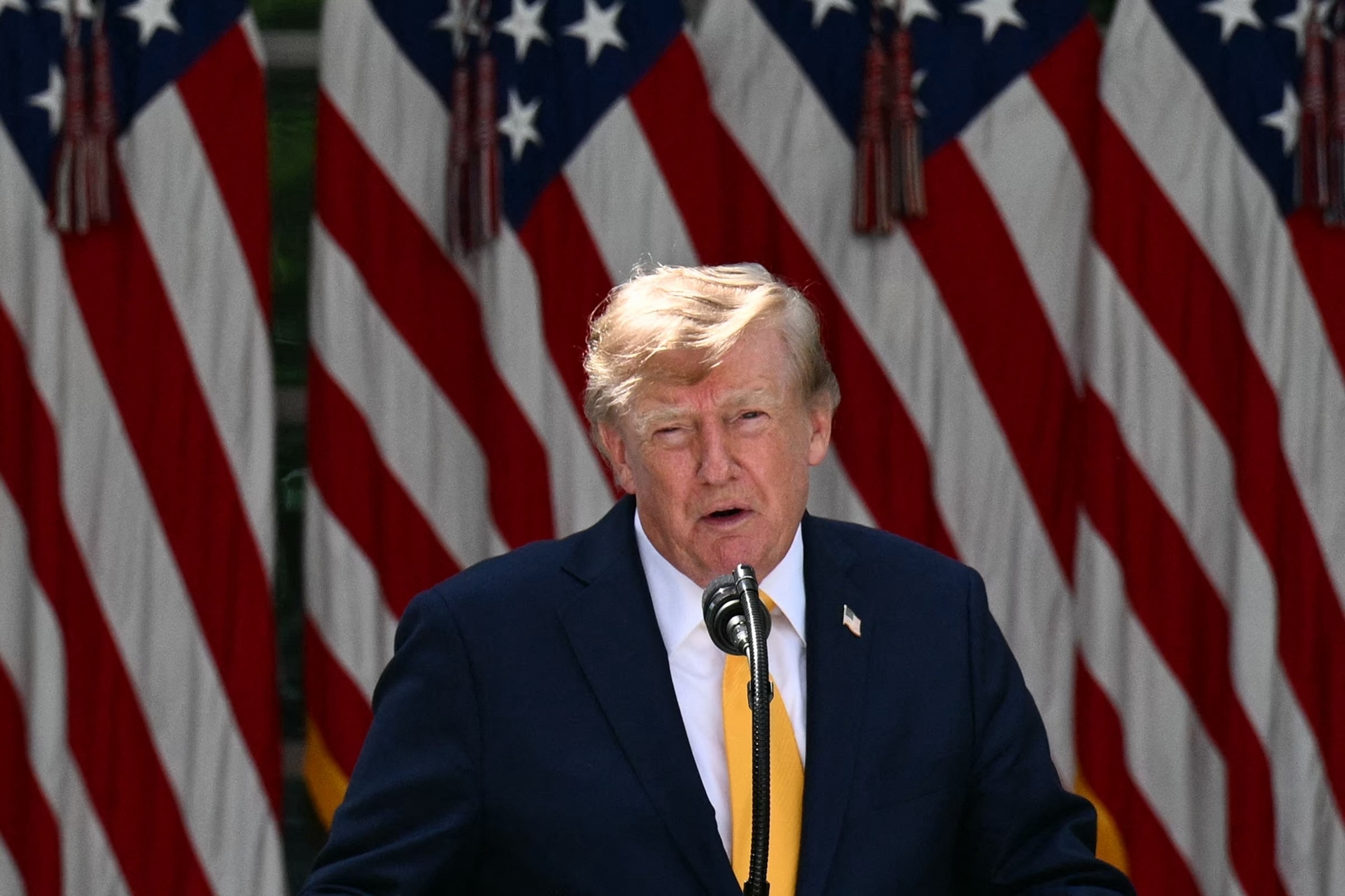 President Donald Trump speaks in the Rose Garden of the White House in Washington, August 24, 2026.Jim Watson/AFP via Getty Images