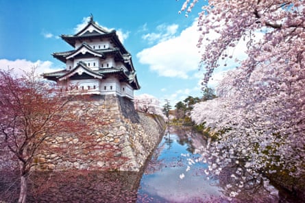 A view of the Hirosaki Castle keep – the only left in Japan’s north-eastern Tohoku region.Photograph: Moaan/Getty Images