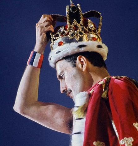 Freddie Mercury in the crown and cloak designed by Diana Moseley that he wore in 1986.Photograph: Denis O’Regan