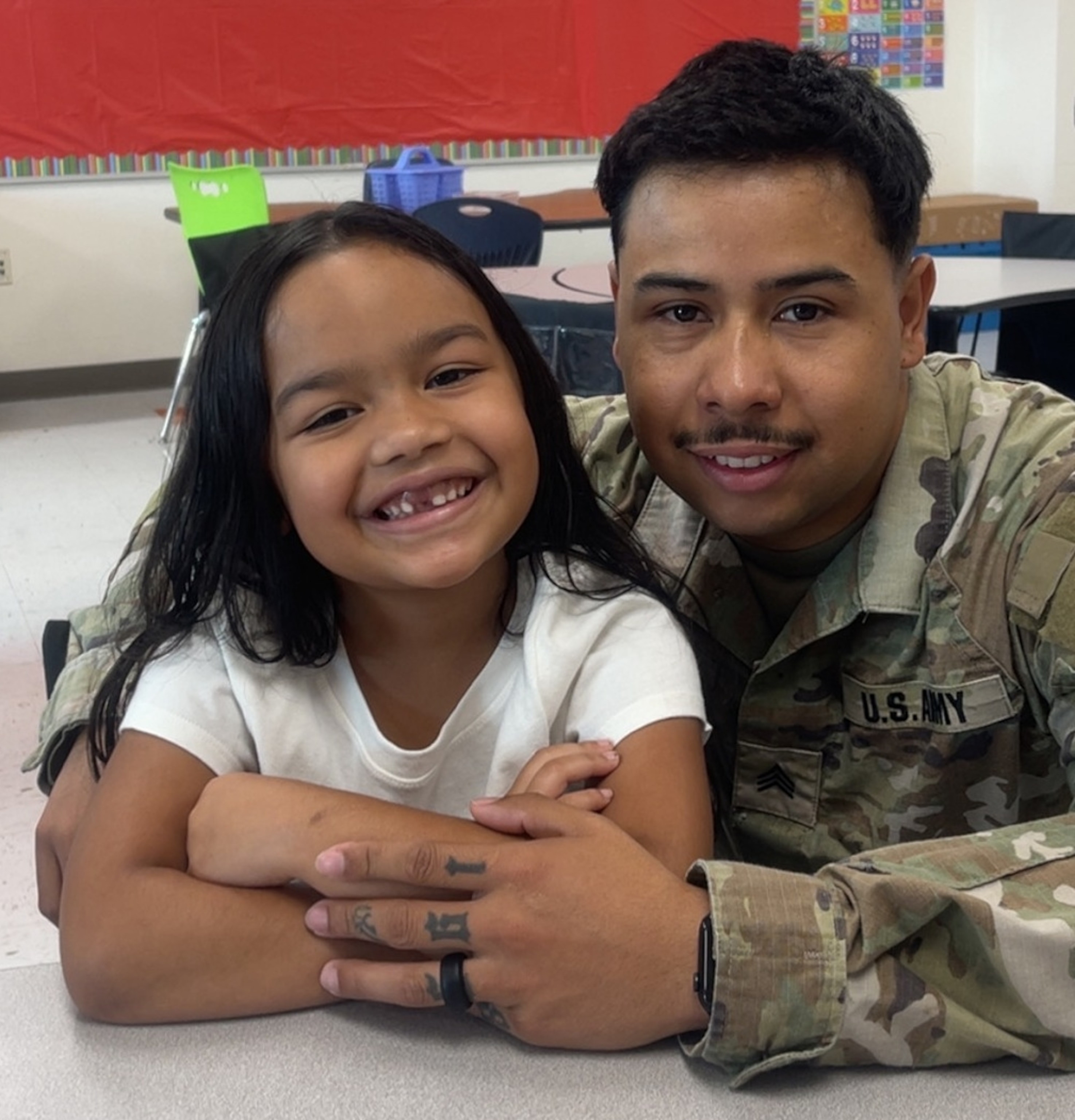 Army Sgt. Hedar Leonel Turcios Juarez is currently taking care of his six-year-old daughter, who just started first grade, while he is on active duty at Fort Bliss. His wife is currently detained at Camp East Montana.Courtesy Army Sgt. Hedar Leonel Turcios Juarez