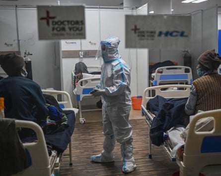 Patients in a makeshift care centre in New Delhi during Covid-19 – the PM Cares fund was set up in the early days of the pandemic.Photograph: Money Sharma/AFP/Getty Images