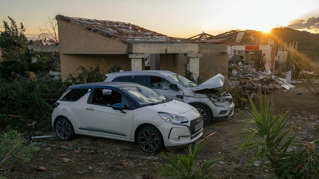 Image caption,Three hundred homes were damaged by the tornado in Pomas