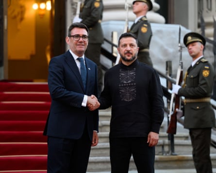 Andy Burnham and Volodymyr Zelenskyy in Kyiv.Photograph: Ukrainian Presidency/Sipa/Shutterstock