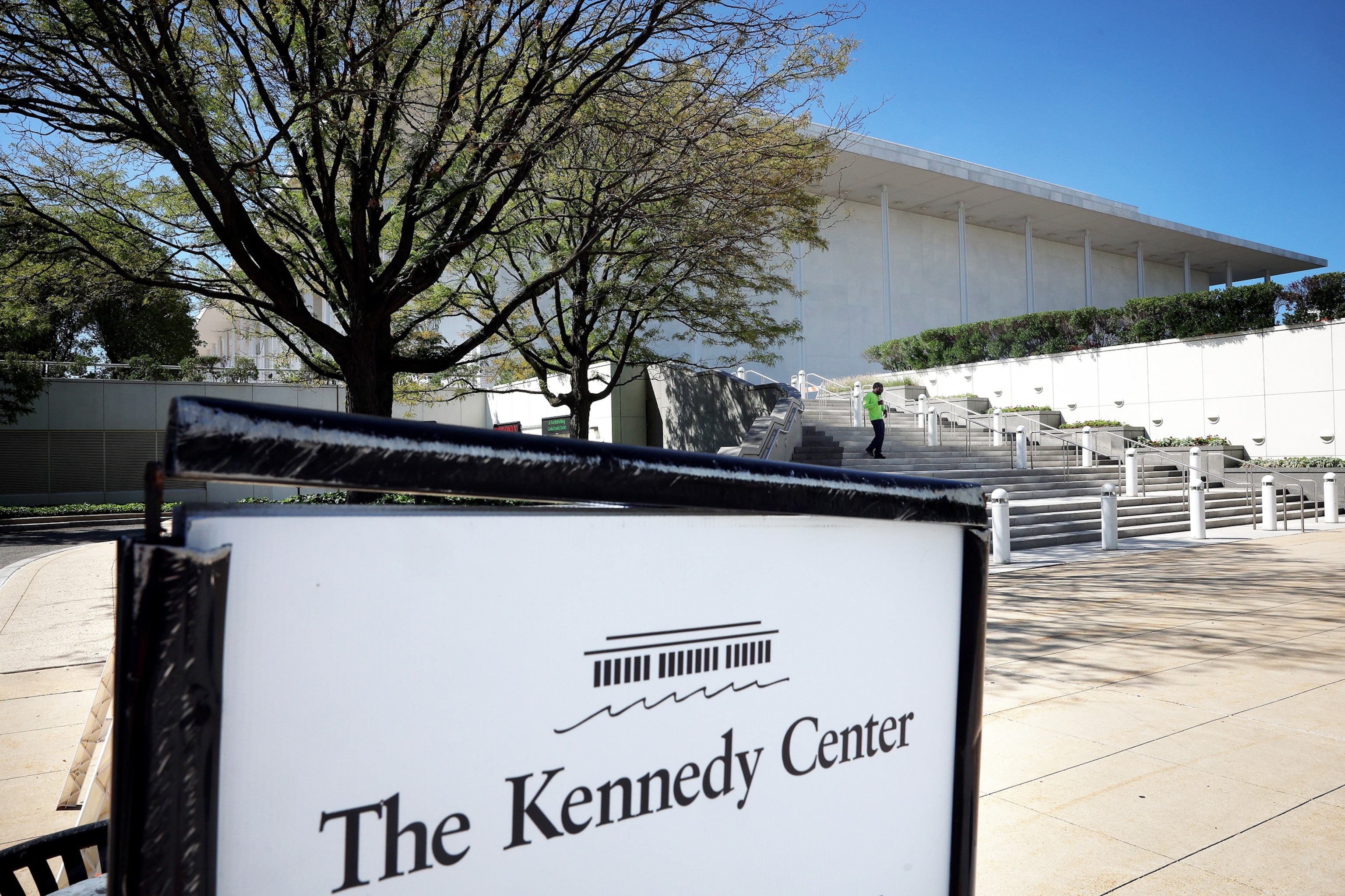 A sign near the John F. Kennedy Center for the Performing Arts is seen on Aug. 25, 2026, in Washington, D.C.Kevin Dietsch/Getty Images
