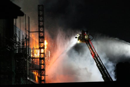More than 200 firefighters with 40 fire appliances tackled the blaze in the Spectrum Building in Dagenham.Photograph: Rex/Shutterstock