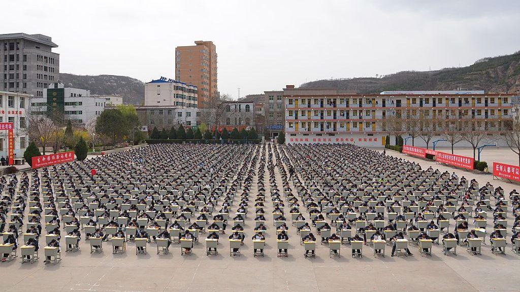 Image caption,Competitive exams are a regular feature of teen life in China