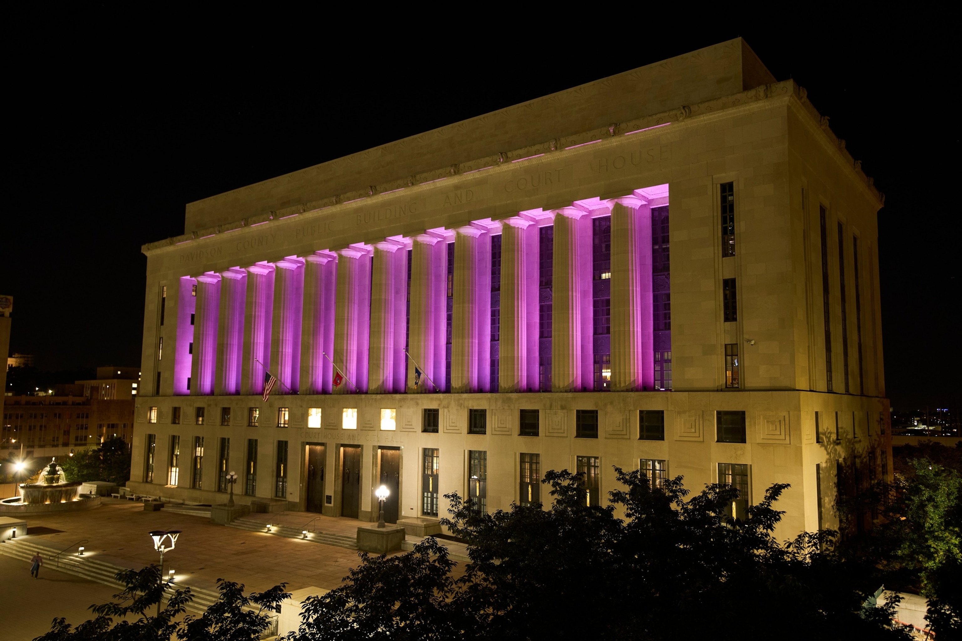 The Nashville Metropolitan Courthouse is lit in pink to honor Dolly Parton, Aug. 25, 2026, in Nashville, Tenn.George Walker IVAP