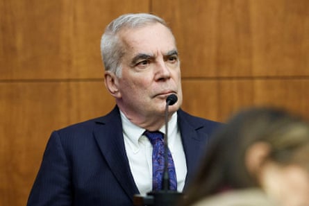 Dr Gregory Saathoff testifying about the mental state of Lindsay Clancy, in Plymouth, Massachusetts, on Wednesday.Photograph: Greg Derr/The Patriot Ledger/Reuters