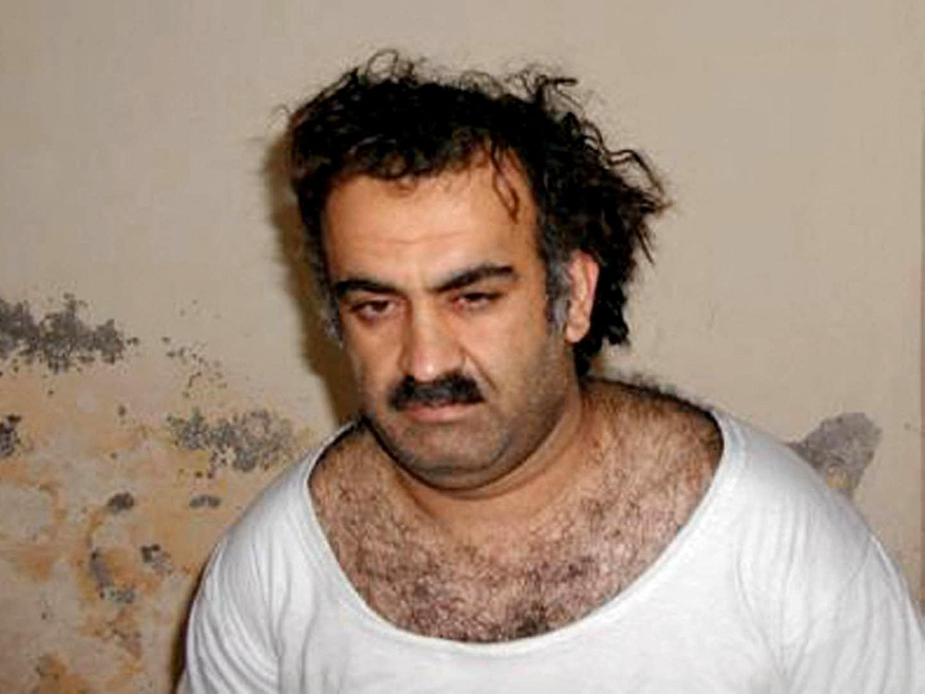 This photo obtained, March 1, 2003, shows, Khalid Sheikh Mohammed, alleged organizer of the September 11, 2001, attacks, shortly after his capture.AFP via Getty Images