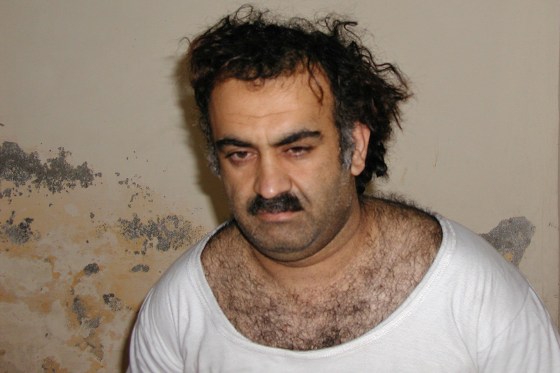 This March 1, 2003, file photo obtained by the Associated Press shows Khalid Sheikh Mohammed, the alleged Sept. 11 mastermind, shortly after his capture during a raid in Pakistan.AP file