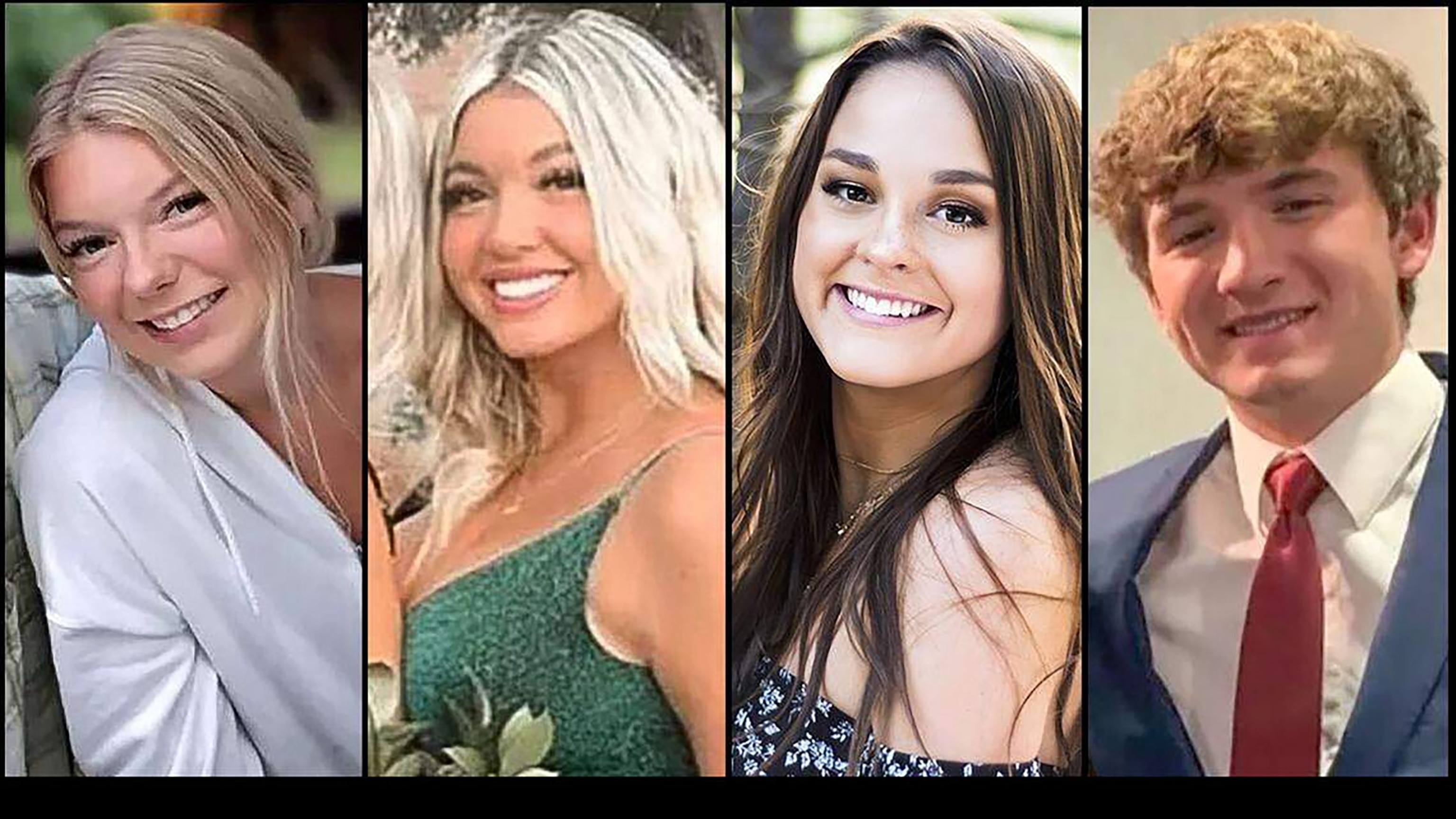 From left, University of Idaho students Madison Mogen, Kaylee Goncalves, Xana Kernodle and Ethan Chapin were killed in a November 2022 attack at an off-campus house on King Road in Moscow.Idaho Statesman graphic/Tribune News Service via Getty Images)
