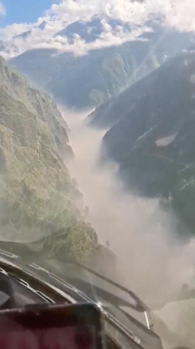 Image caption,Images from the scene show the steep sides of the affected valley
