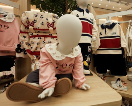 Mickey and Minnie Mouse-themed children’s clothing in the new store.Photograph: Temilade Adelaja/Reuters