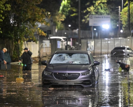 A road in Birmingham becomes flooded after the River Tame, which runs under the road, burst its banks.Photograph: British News and Media/Alamy Stock Photo/Alamy Live News.