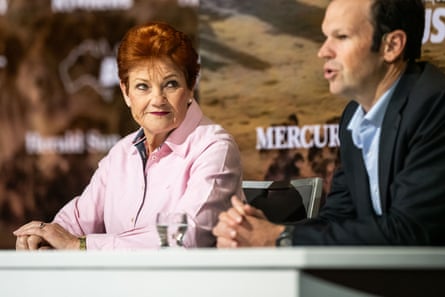 Pauline Hanson told a News Corp Bush Summit panel on Thursday that there would be more than 130,000 migrants allowed each year under One Nation.Photograph: Pip Farquharson/AAP