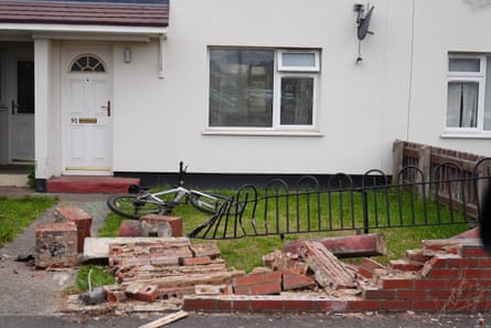 A vehicle crashed into a wall outside a house in South Bank early on Thursday morning, close to the locations of the A66 collision and the fire in Grangetown.Photograph: Owen Humphreys/PA