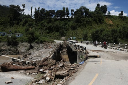 A damaged bridge in Galchhi, Nepal.Photograph: Francis Mascarenhas/Reuters