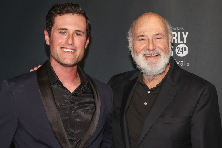 Jake Reiner and Rob Reiner at the Beverly Hills Film Festival in Los Angeles on May 3, 2024.Paul Archuleta / Getty Images file