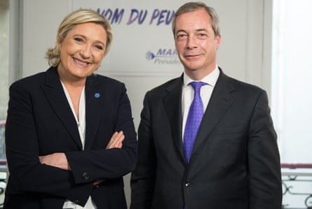 Marine Le Pen and Nigel Farage have clashed in the past, Farage rejecting a suggestion from Le Pen that Ukip could join a European parliament coalition with the Front National.Photograph: Global Radio/PA