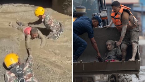 Survivors pulled from mud in Nepal after deadly flash floods – video