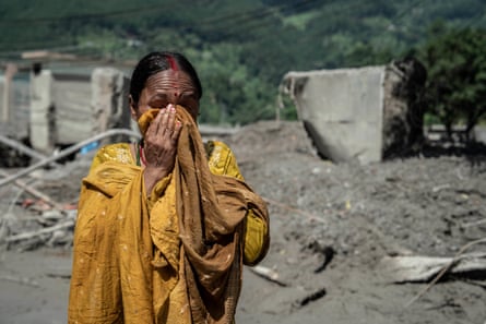 A woman among the ruins of Bidur.Photograph: Ahmer Khan/The Guardian
