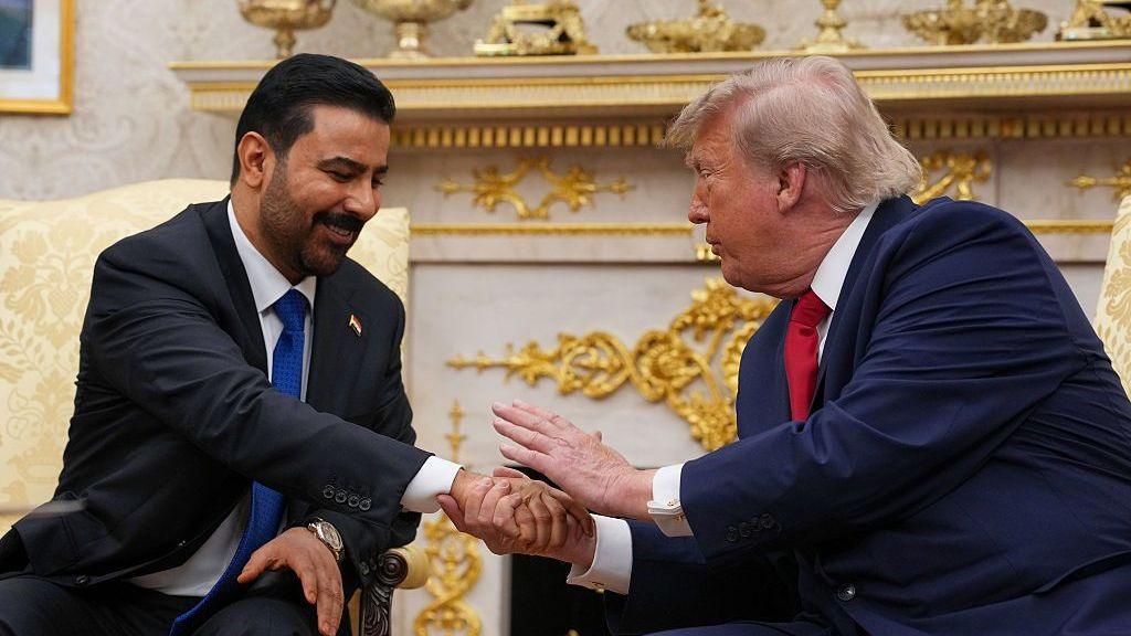 Image caption,Al-Zaidi met Trump at the White House in July
