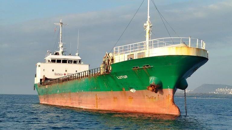 Image caption,The MV Lutuf, seen here near the Turkish port of Güllük last year, was hijacked on 17 August