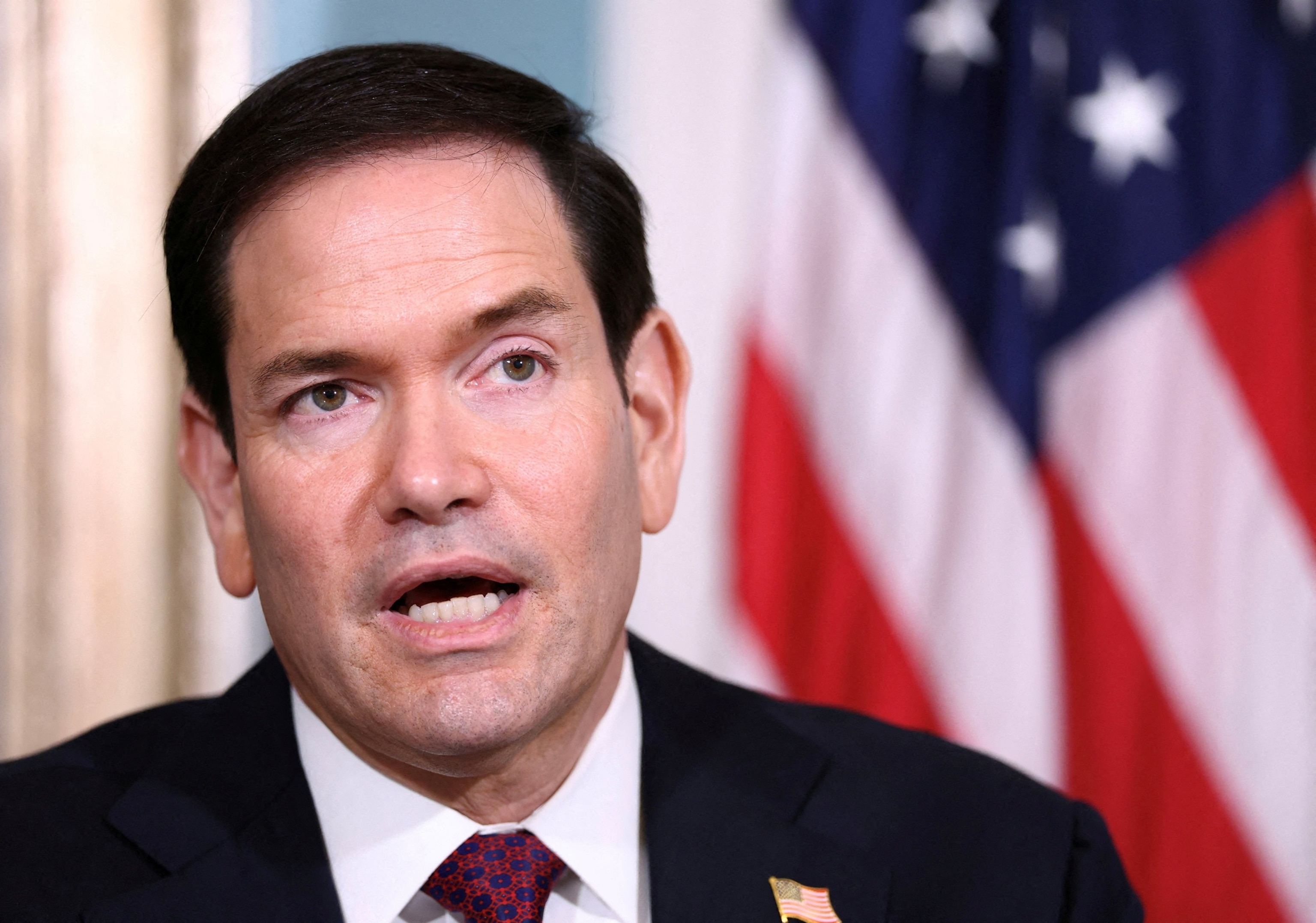 FILE PHOTO: U.S. Secretary of State Marco Rubio speaks during a memorandum of understanding signing ceremony with Paraguayan Vice President Pedro Alliana on strategic civil nuclear cooperation, at the State Department in Washington, D.C., U.S., August 4, 2026.Kevin Lamarque/Reuters
