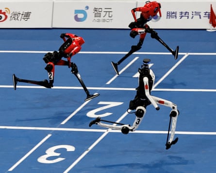 Tiangong Ultra beats Usain Bolt’s record in the 100m sprint.Photograph: Tingshu Wang/Reuters