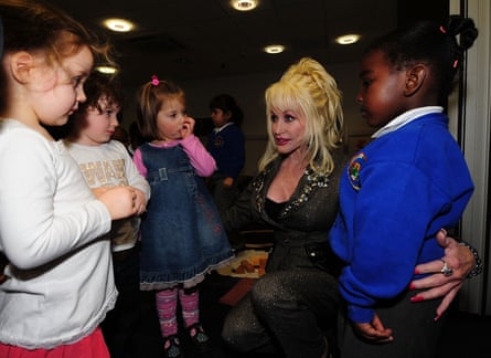 Dolly Parton meets young children at the Magna Science Adventure Centre in Rotherham in 2007.Photograph: Getty
