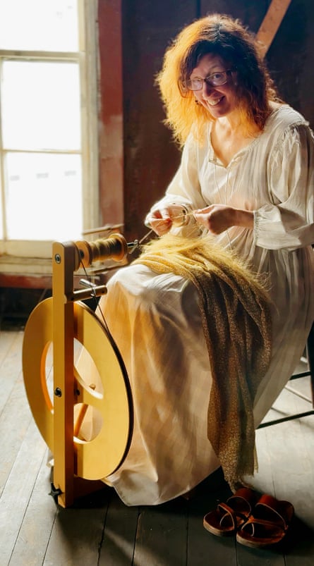 Schaub spinning her flax.Photograph: Stephen Schaub